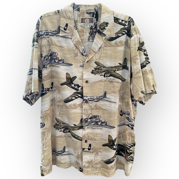 Kalaheo Men's Hawaiian Style WW2 American Bombers Planes Shirt XL Hawaii - Picture 2 of 5